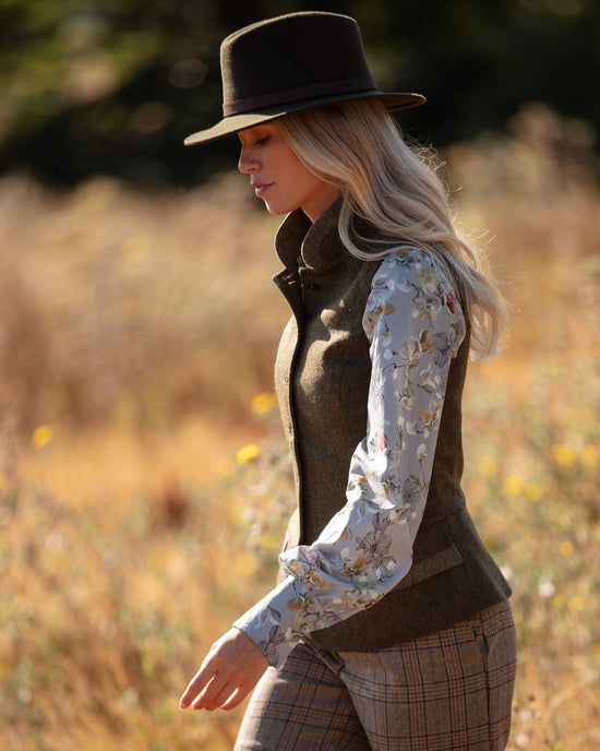 Julian Road Shirt Naomi Cotton Lawn Shirt - Light Grey Floral
